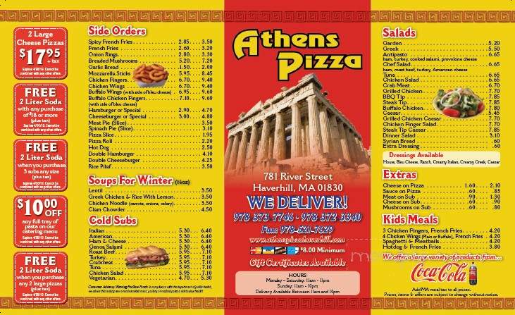 Athens Pizza & Subs - Haverhill, MA