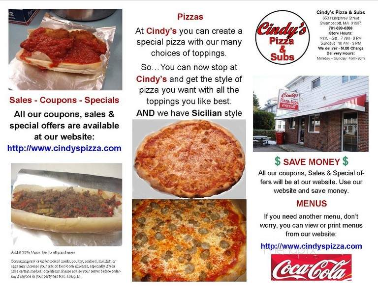 Cindy's Pizza & Subs - Swampscott, MA