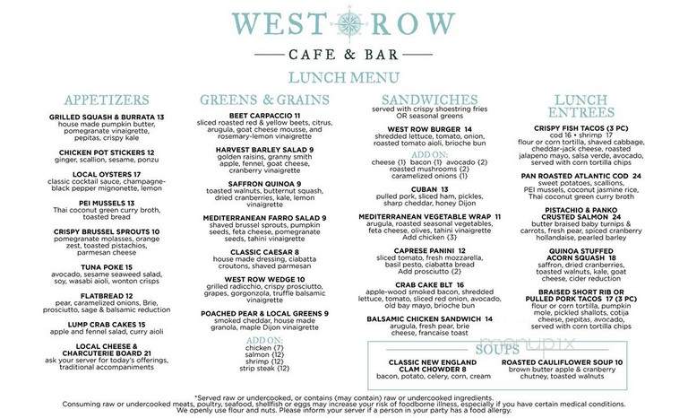 West Row Cafe & Bar - Newburyport, MA