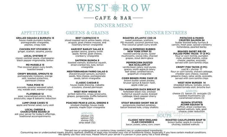 West Row Cafe & Bar - Newburyport, MA