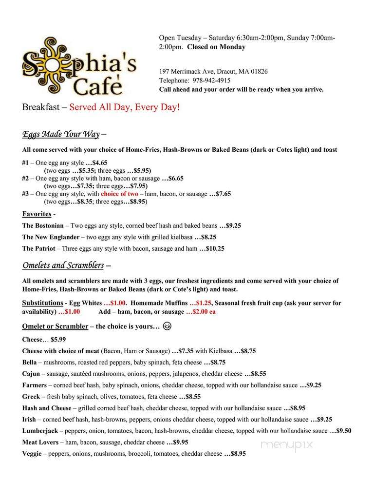 Sophia's Breakfast Lunch Cafe - Dracut, MA