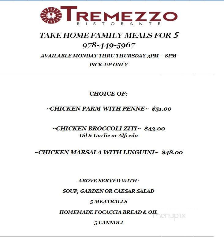 Tremezzo Ristorante - Wilmington, MA