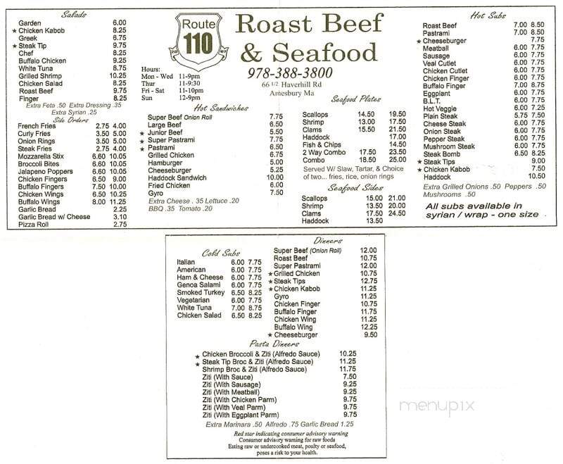 Route 110 Roast Beef & Seafood - Amesbury, MA