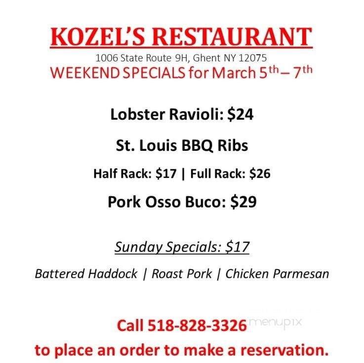 Kozel's Restaurant - Ghent, NY