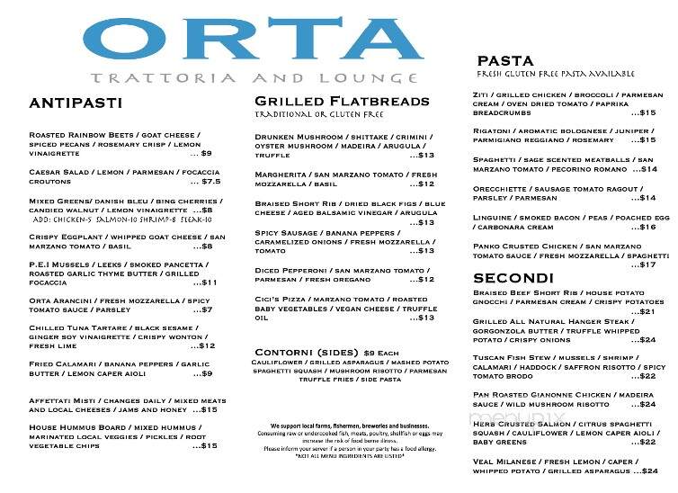 Orta Trattoria and Lounge - Kingston, MA