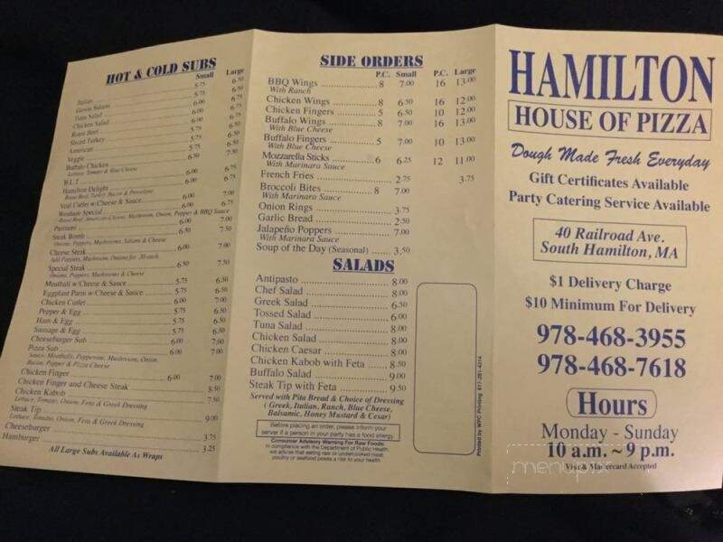 Hamilton House Of Pizza - South Hamilton, MA