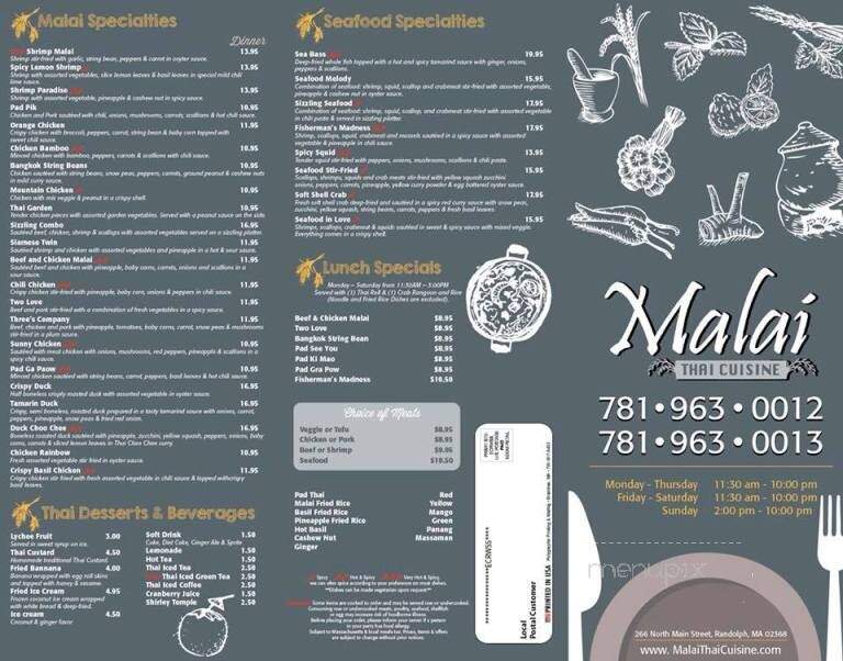 Malai Thai Restaurant - Randolph, MA